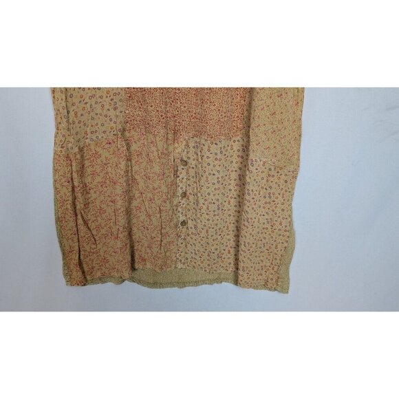 Vintage 90 Y2K Scared Threads XL Midi Dress Patchwork Floral Tie Back Bohemian - Picture 5 of 11